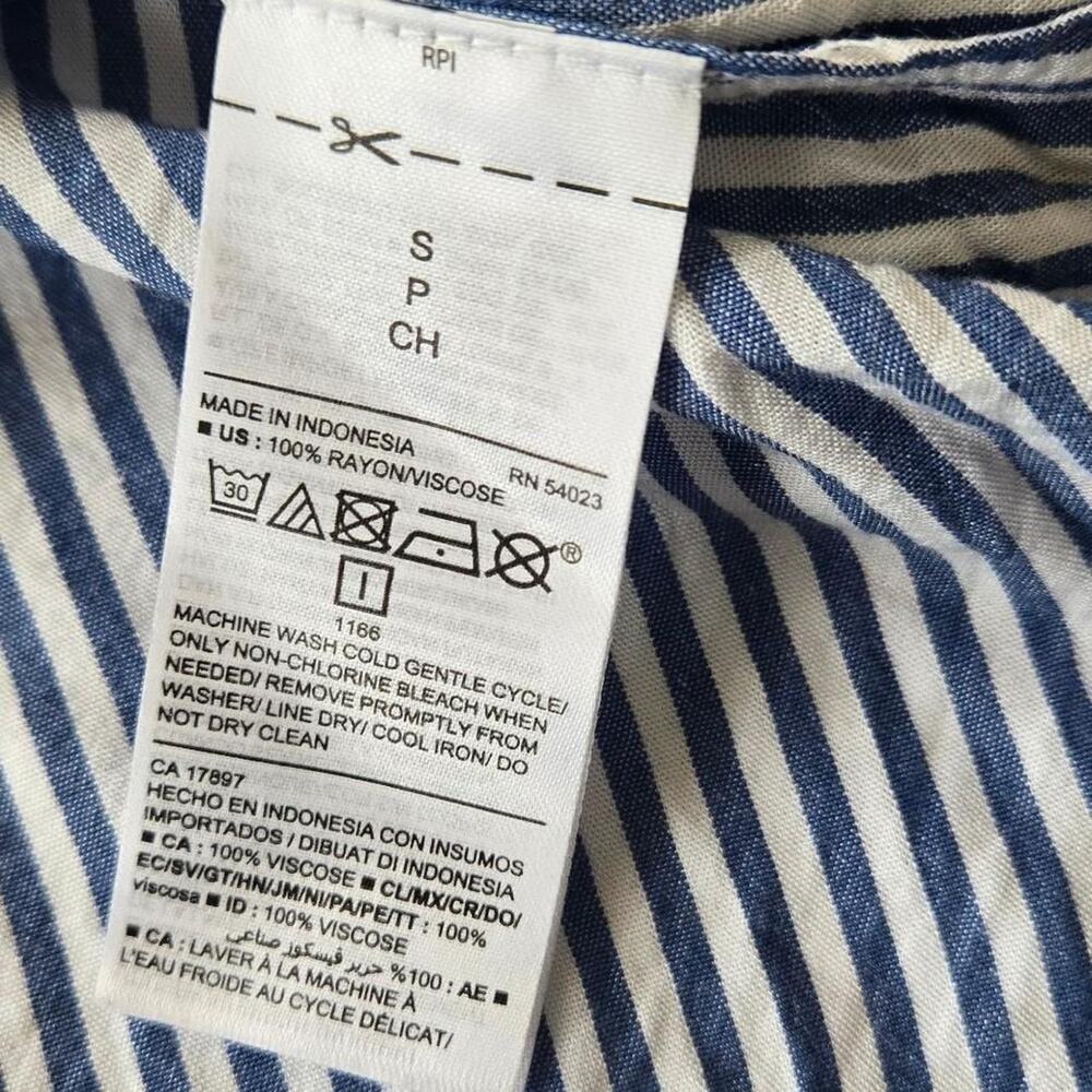 blue & white striped tank top with V-neckline small S - Picture 6 of 7